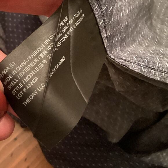 THEORY MENS LARGE DARK BLUE COTTON SHIRT - Picture 7 of 7